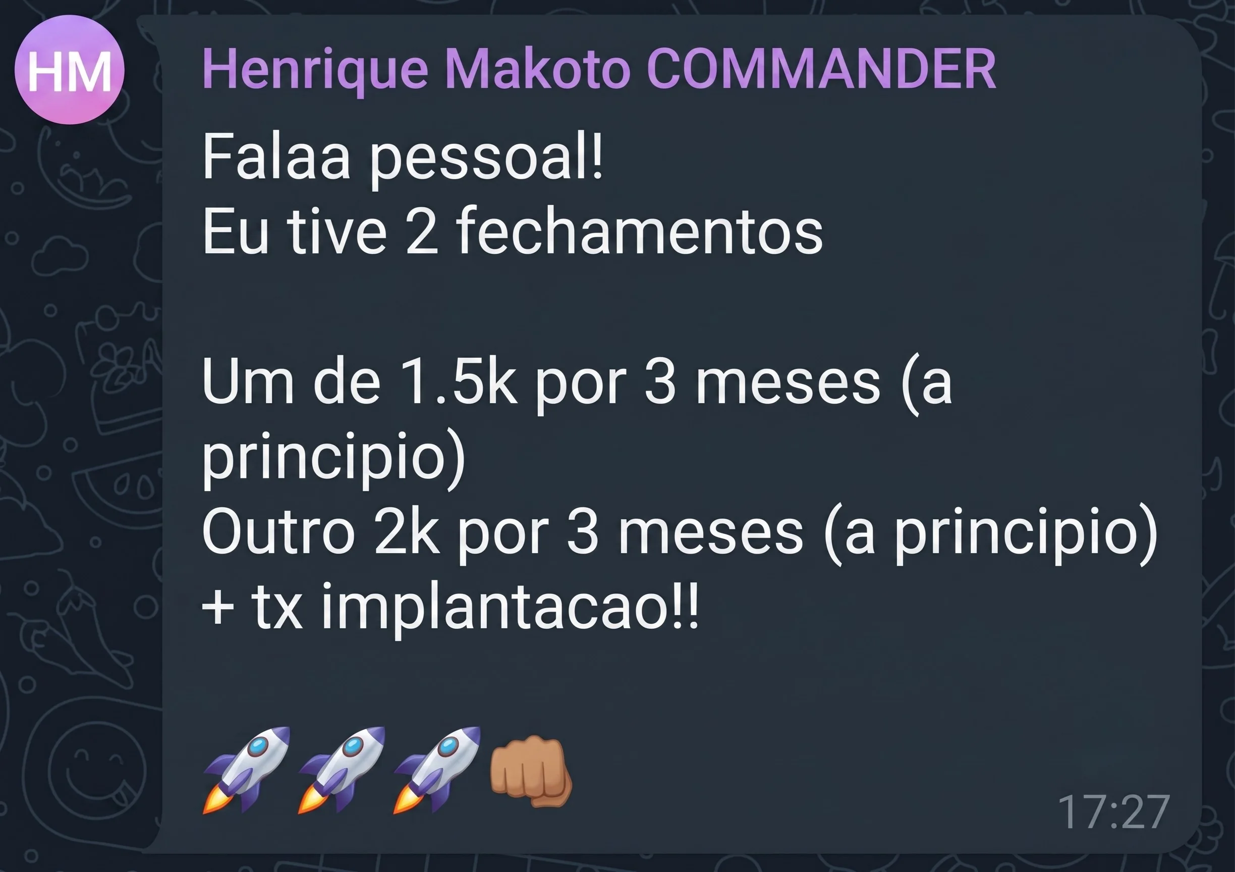 Depoimento de aluno do NIV